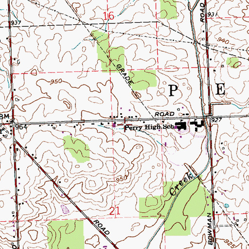 Topographic Map of Perry Township Volunteer Fire Department, OH