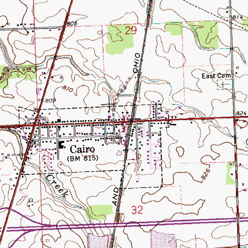 Topographic Map of Cairo Fire Department, OH