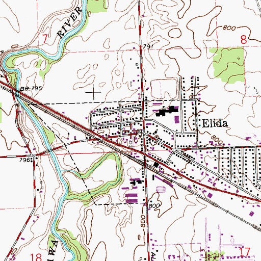 Topographic Map of Elida Community Fire Company, OH