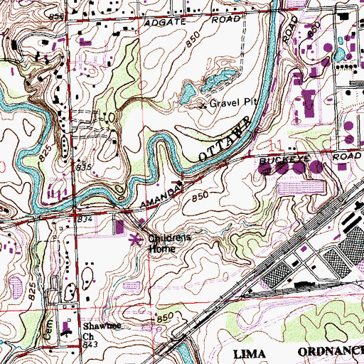 Topographic Map of Shawnee Township Fire Department, OH