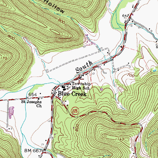 Topographic Map of Jefferson Township Volunteer Fire Department, OH