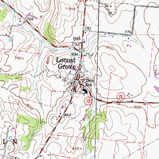 Topographic Map of Franklin Township Fire Department, OH