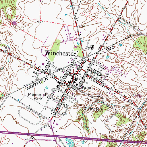 Topographic Map of Winchester Community Fire District, OH