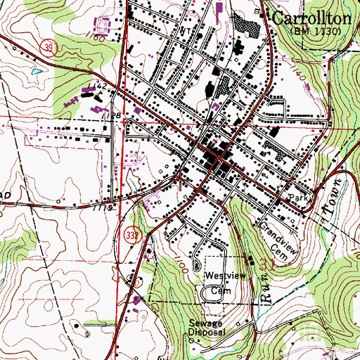 Topographic Map of Carrollton Village Volunteer Fire Department, OH