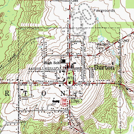 Topographic Map of Burton Volunteer Fire Department, OH