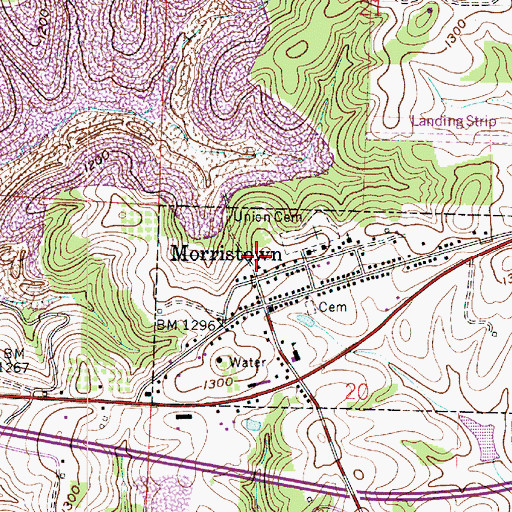 Topographic Map of Morristown Fire Department Station 31, OH