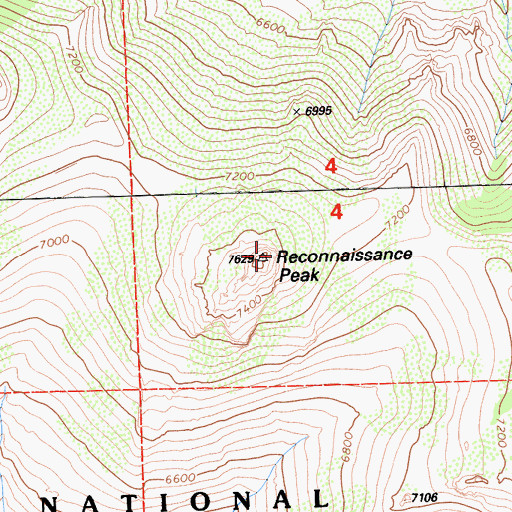 Topographic Map of Reconnaissance Peak, CA