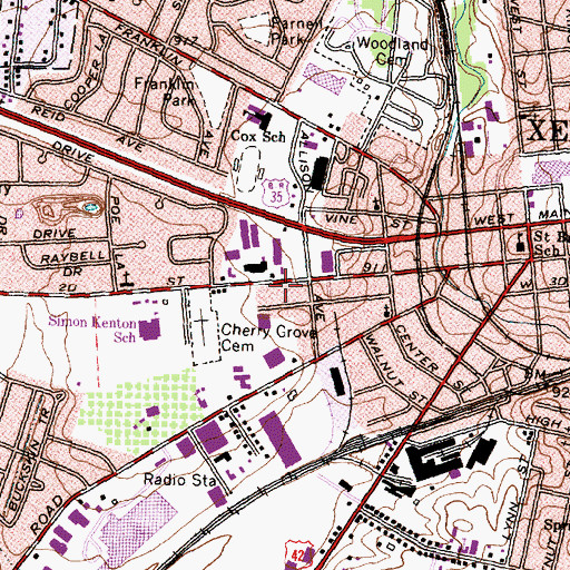 Topographic Map of Xenia Fire Department Station 2, OH