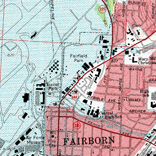 Topographic Map of Fairborn Fire Department and Emergency Medical Services Station 1, OH