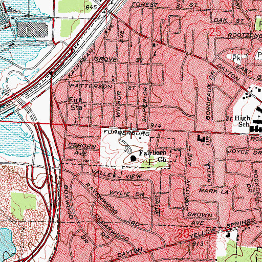 Topographic Map of Fairborn Fire Department and Emergency Medical Services Station 4, OH