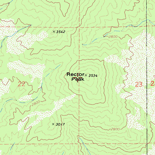 Topographic Map of Rector Peak, CA