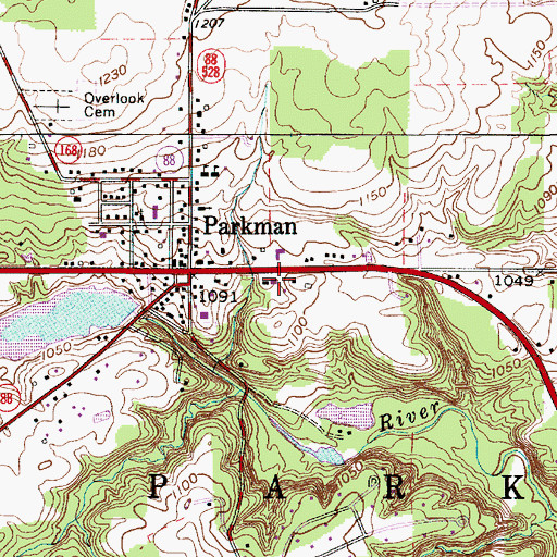 Topographic Map of Parkman Fire - Emergency Medical Services Department, OH