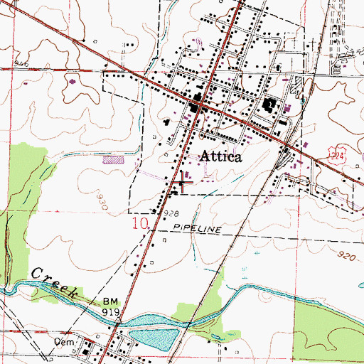 Topographic Map of Attica - Venice - Reed Fire District, OH