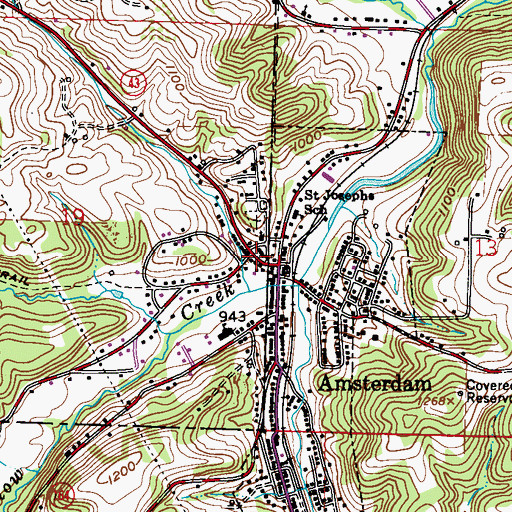 Topographic Map of Amsterdam Volunteer Fire Company, OH