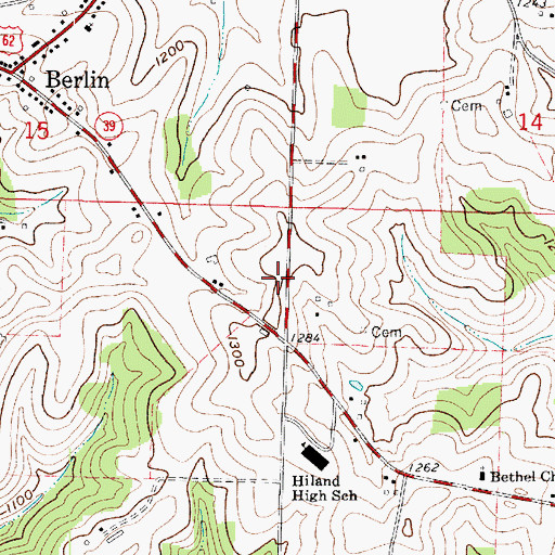 Topographic Map of East Holmes Fire and Emergency Medical Services Department, OH