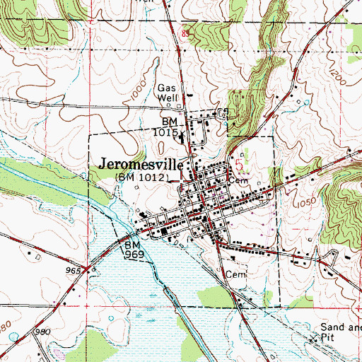 Topographic Map of Jeromesville Volunteer Fire Department, OH