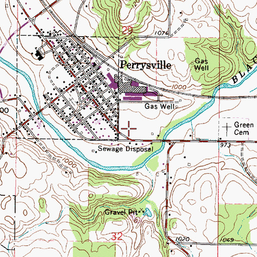 Topographic Map of Green - Perrysville Fire Department, OH