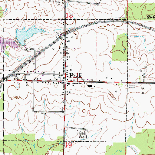 Topographic Map of Polk - Jackson - Perry Township Volunteer Fire Department, OH