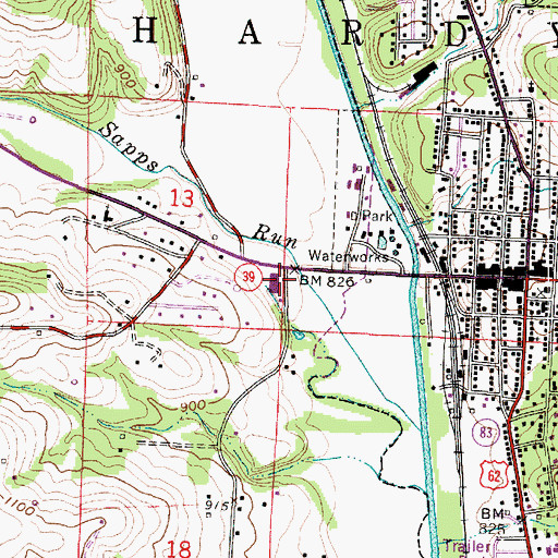 Topographic Map of Holmes Fire and Emergency Medical Services District 1, OH