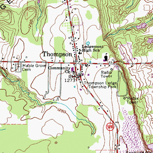 Topographic Map of Thompson Fire and Rescue, OH