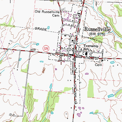 Topographic Map of Russellville Fire Department, OH