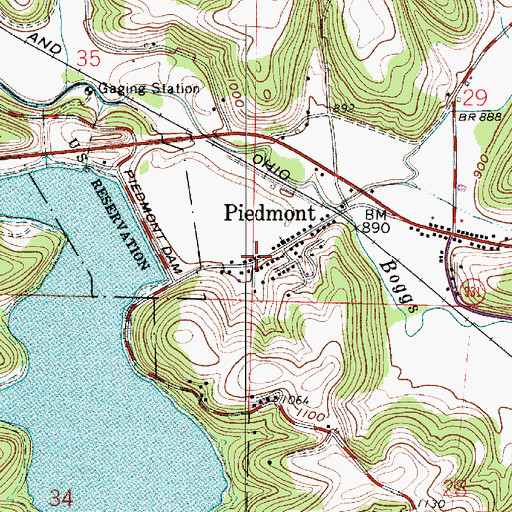 Topographic Map of Moorefield Township Fire Department, OH