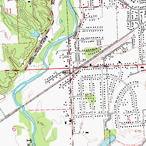 Topographic Map of Franklin Township Fire Department Station 20 Twin Creek, OH