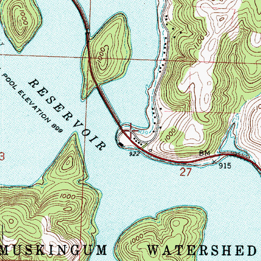 Topographic Map of Tappan Lake Volunteer Fire Department, OH