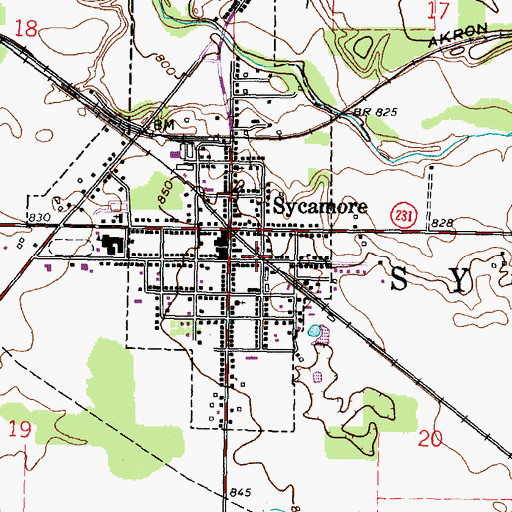 Topographic Map of Sycamore Fire Department and Emergency Medical Services, OH