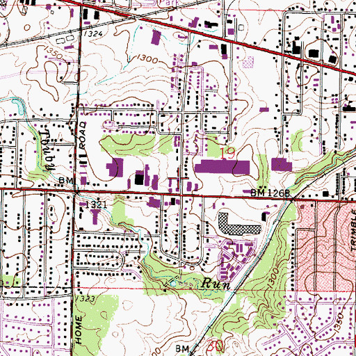 Topographic Map of Mansfield Fire Department Station 2, OH