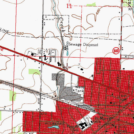 Topographic Map of Clyde Fire Department Station 2, OH