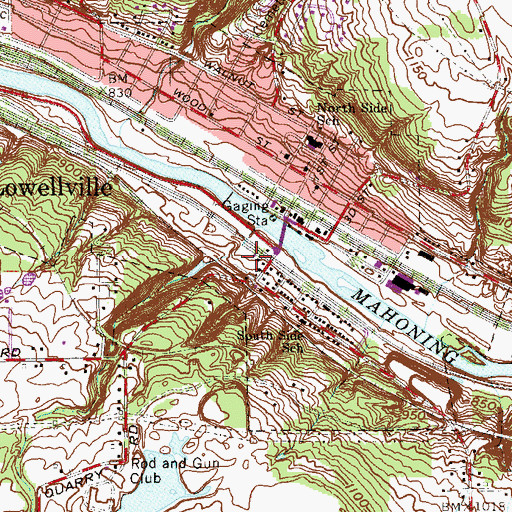 Topographic Map of Lowellville Fire Department Station 32, OH