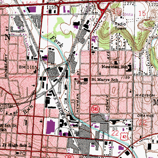 Topographic Map of Mansfield Fire Department Station 4, OH