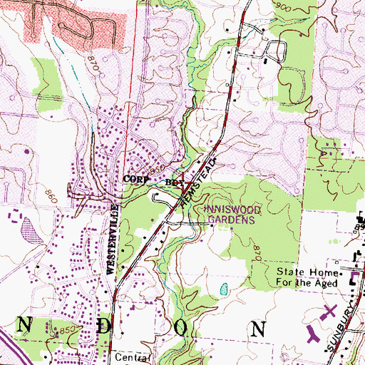 Topographic Map of Westerville Division of Fire Station 112, OH