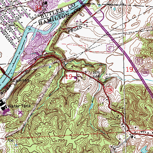 Topographic Map of Colerain Township Department of Fire and Emergency Medical Services Training Center, OH