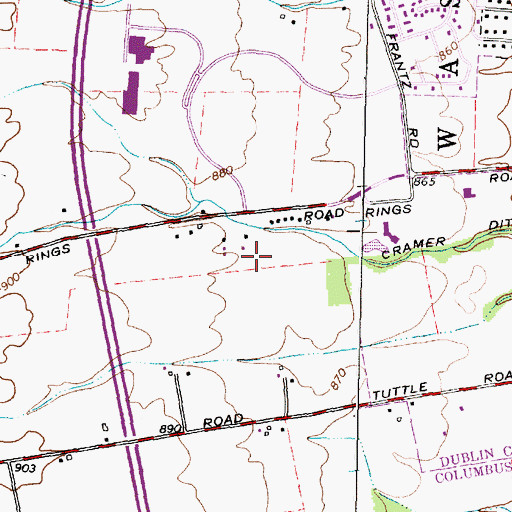 Topographic Map of Washington Township Fire Department and Emergency Medical Services Station 95, OH