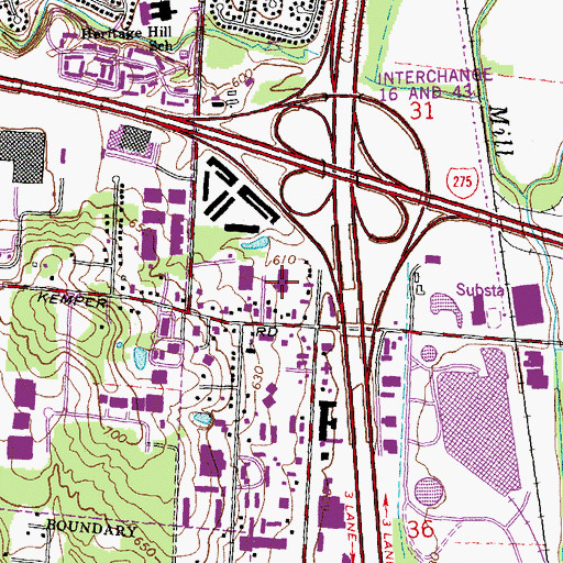 Topographic Map of Sharonville Fire Department Station 86, OH