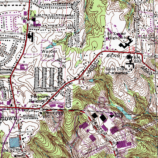 Topographic Map of Springfield Township Fire Department Station 81, OH