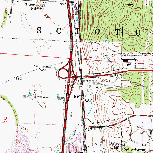 Topographic Map of United States Enrichment Corporation Fire Station, OH