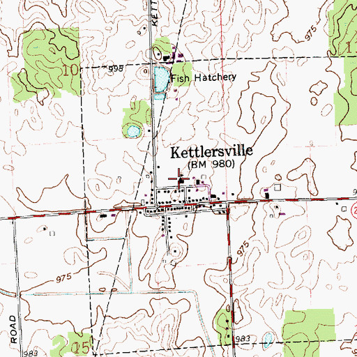 Topographic Map of Kettlersville - Van Buren Township Volunteer Fire Department, OH