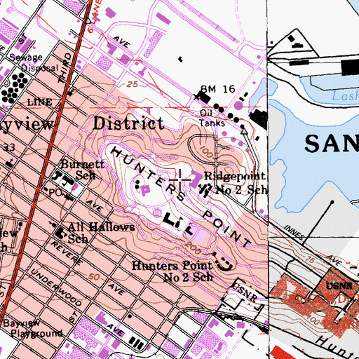 Topographic Map of Malcolm X Academy, CA