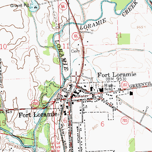 Topographic Map of Fort Loramie Fire Department, OH