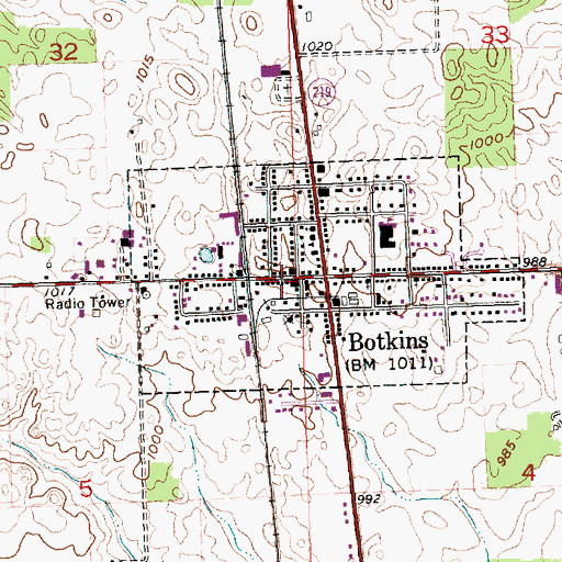 Topographic Map of Botkins Fire Department, OH