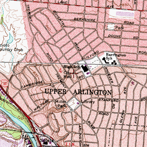 Topographic Map of Upper Arlington Fire Division Station 71, OH