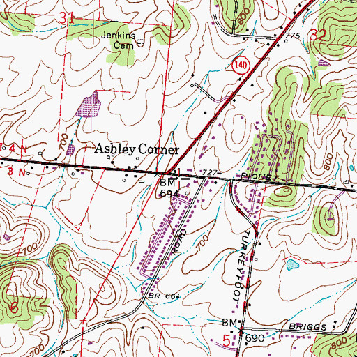 Topographic Map of Vernon Township Fire Station 2, OH