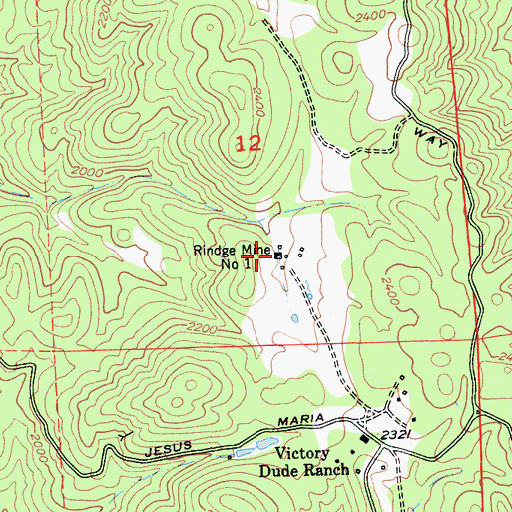 Topographic Map of Rindge Mine Number One, CA