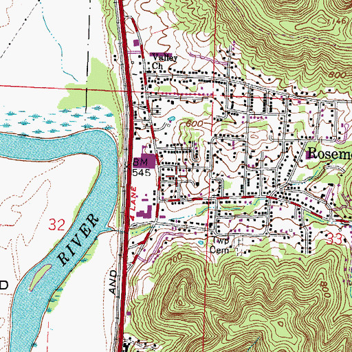 Topographic Map of Rosemount Volunteer Fire Department, OH