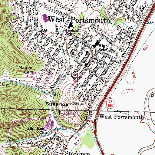 Topographic Map of Washington Township Volunteer Fire Department, OH