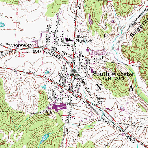 Topographic Map of South Webster Bloom Township Fire Department, OH