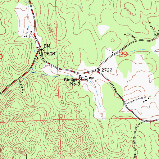 Topographic Map of Rindge Mine Number Three, CA